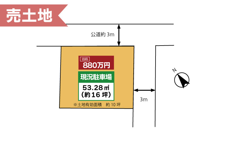 【希少地域】明石市別所町　駐車場として利用可能！明石市別所町の角地