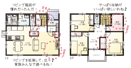 階段に広い収納があり、趣味も楽しめる 図